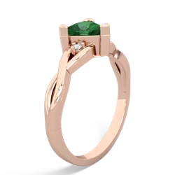 Lab Emerald Trillion Twist 14K Rose Gold ring R2104