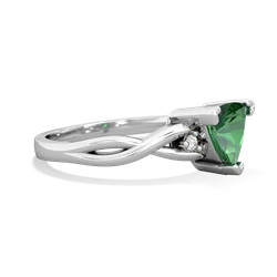 Lab Emerald Trillion Twist 14K White Gold ring R2104