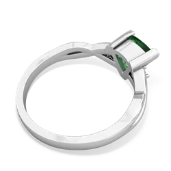 Lab Emerald Trillion Twist 14K White Gold ring R2104