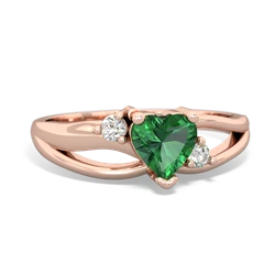 Lab Emerald Split Band Swirl 14K Rose Gold ring R2130