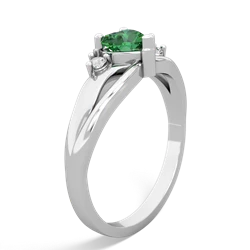 Lab Emerald Split Band Swirl 14K White Gold ring R2130