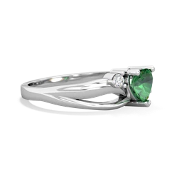 Lab Emerald Split Band Swirl 14K White Gold ring R2130