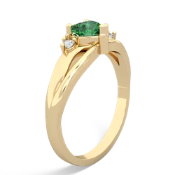 Lab Emerald Split Band Swirl 14K Yellow Gold ring R2130