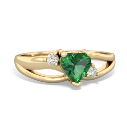 Lab Emerald Split Band Swirl 14K Yellow Gold ring R2130