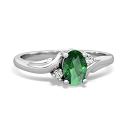 Lab Emerald Elegant Swirl 14K White Gold ring R2173