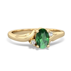 Lab Emerald Elegant Swirl 14K Yellow Gold ring R2173