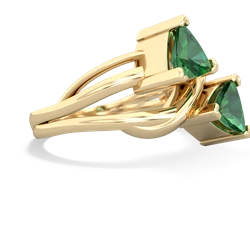 Lab Emerald Split Band Swirl 14K Yellow Gold ring R2341