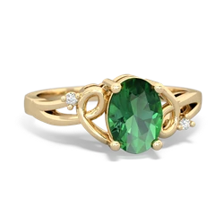 Lab Emerald Swirls 14K Yellow Gold ring R2347