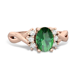 Lab Emerald Victorian Twist 14K Rose Gold ring R2497