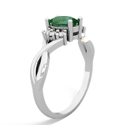 Lab Emerald Victorian Twist 14K White Gold ring R2497