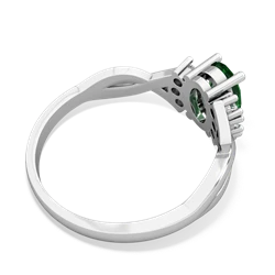 Lab Emerald Victorian Twist 14K White Gold ring R2497