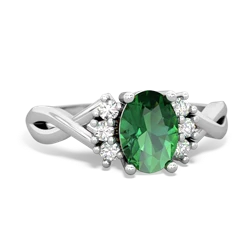 Lab Emerald Victorian Twist 14K White Gold ring R2497