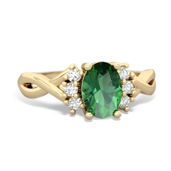 Lab Emerald Victorian Twist 14K Yellow Gold ring R2497