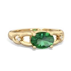 Lab Emerald Links 14K Yellow Gold ring R4032