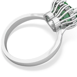 Lab Emerald Sparkling Halo Heart 14K White Gold ring R0391