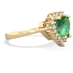 Lab Emerald Sparkling Halo Heart 14K Yellow Gold ring R0391