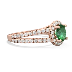 Lab Emerald Pave Halo 14K Rose Gold ring R5490