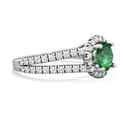 Lab Emerald Pave Halo 14K White Gold ring R5490