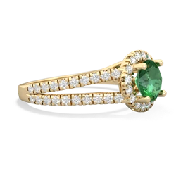 Lab Emerald Pave Halo 14K Yellow Gold ring R5490