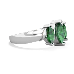 Lab Emerald Three Peeks 14K White Gold ring R2433
