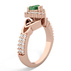 Lab Emerald Celtic Knot Engagement 14K Rose Gold ring R2644HRT