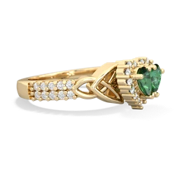 Lab Emerald Celtic Knot Two Hearts As One 14K Yellow Gold ring R2644HRT