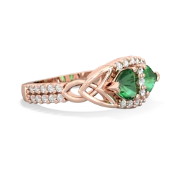 Lab Emerald Sparkling Celtic Knot 14K Rose Gold ring R2645
