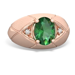 Lab Emerald Men's Crossroads 14K Rose Gold ring R0361