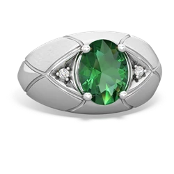 Lab Emerald Men's Crossroads 14K White Gold ring R0361