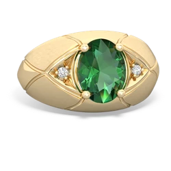 Lab Emerald Men's Crossroads 14K Yellow Gold ring R0361