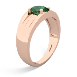 Lab Emerald Men's Two Lane 14K Rose Gold ring R0363