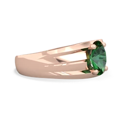 Lab Emerald Men's Two Lane 14K Rose Gold ring R0363