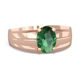 Lab Emerald Men's Two Lane 14K Rose Gold ring R0363