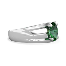 Lab Emerald Men's Two Lane 14K White Gold ring R0363