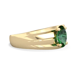 Lab Emerald Men's Two Lane 14K Yellow Gold ring R0363