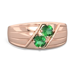 Lab Emerald Men's Streamline 14K Rose Gold ring R0460