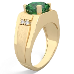 Lab Emerald Men's 9Mm Round 14K Yellow Gold ring R1822