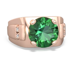 Lab Emerald Men's 9Mm Round 14K Rose Gold ring R1822