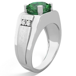 Lab Emerald Men's 9Mm Round 14K White Gold ring R1822