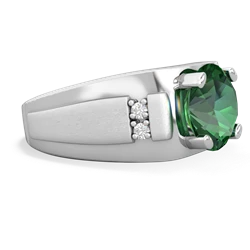 Lab Emerald Men's 9Mm Round 14K White Gold ring R1822