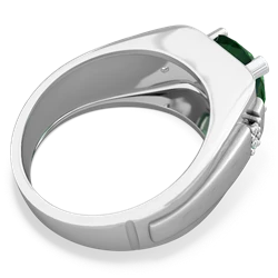 Lab Emerald Men's 9Mm Round 14K White Gold ring R1822