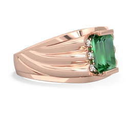 Lab Emerald Men's 9X7mm Emerald-Cut 14K Rose Gold ring R1835