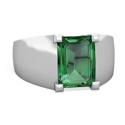 Lab Emerald Men's 14K White Gold ring R1836