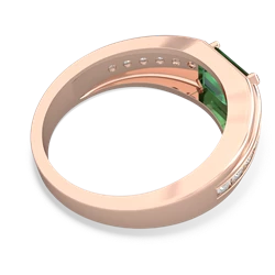 Lab Emerald Men's Diamond Channel 14K Rose Gold ring R0500