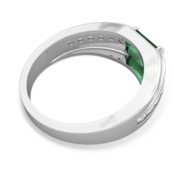 Lab Emerald Men's Diamond Channel 14K White Gold ring R0500