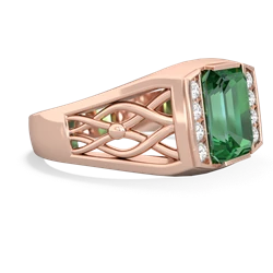 Lab Emerald Men's Vine 14K Rose Gold ring R0490