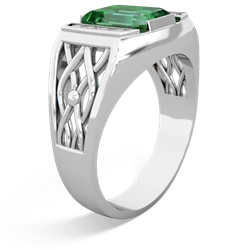 Lab Emerald Men's Vine 14K White Gold ring R0490