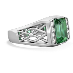 Lab Emerald Men's Vine 14K White Gold ring R0490