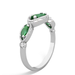 Lab Emerald Milgrain Marquise 14K White Gold ring R5700