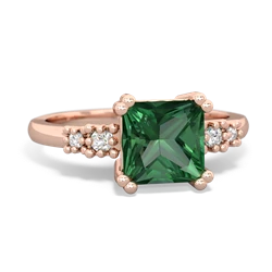 Lab Emerald Art Deco Princess 14K Rose Gold ring R2014